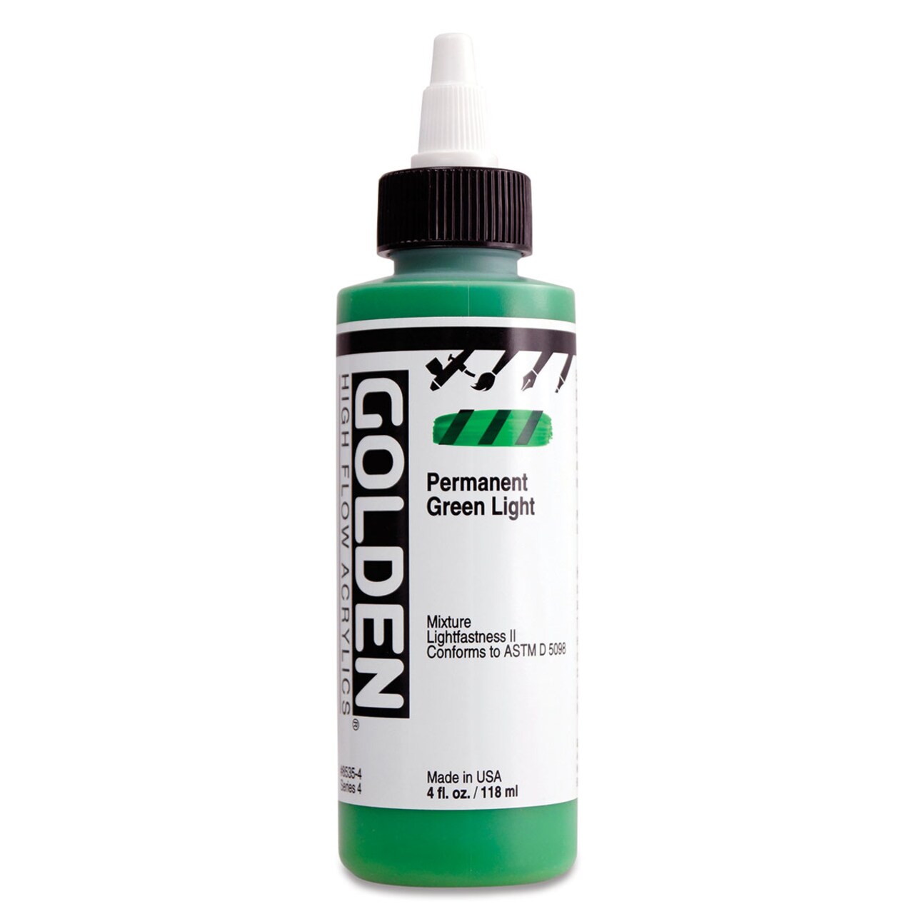 Golden High Flow Acrylics - Permanent Green Light, 4 oz bottle